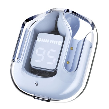 Casti Type-C, Bluetooth 5.3, IPX4, ENC, LED Display Digital - Acefast - Ice Blue