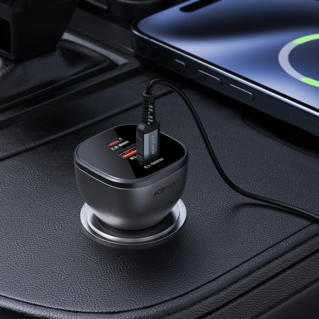 Incarcator pentru Masina 2x USB, 165W, Fast Charging, Temperature Control - Acefast - Black