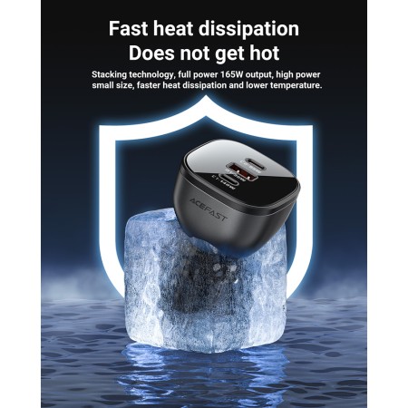 Incarcator pentru Masina 2x USB, 165W, Fast Charging, Temperature Control - Acefast - Black