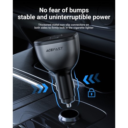 Incarcator pentru Masina 2x USB, 165W, Fast Charging, Temperature Control - Acefast - Black