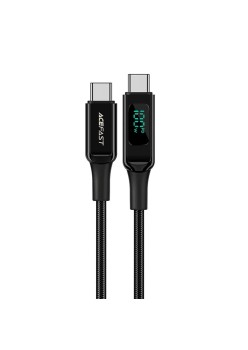 Cablu de date Type-C to Type-C, Fast Charging, 100W, 5A, LED Display, 2m - Acefast - Black