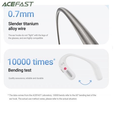 Casti Bluetooth 5.3 pentru Sport, IP54- Acefast - White