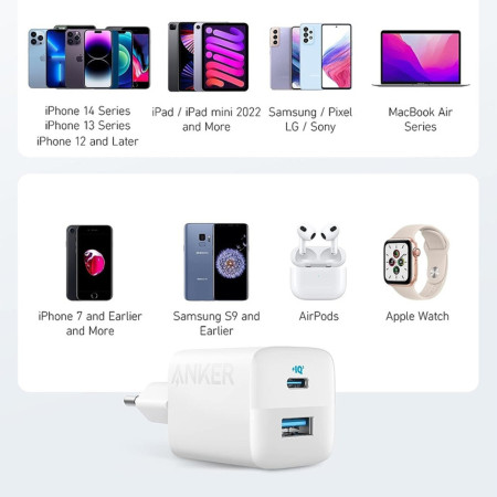 Incarcator Priza Tip-C, USB, 33W, Anker, White