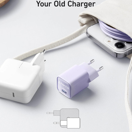 Incarcator Priza GaN, TIpe-C, 30W, Anker, White