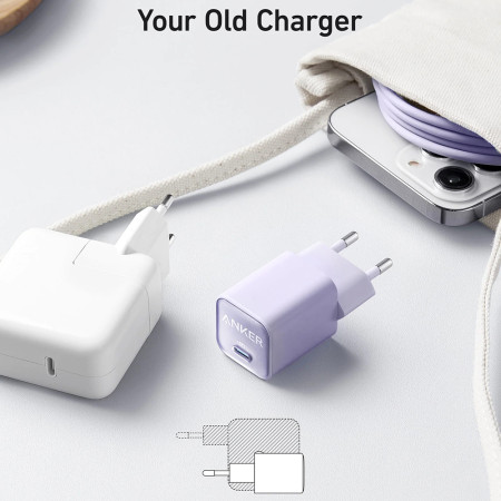 Incarcator Priza GaN, TIpe-C, 30W, Anker, White