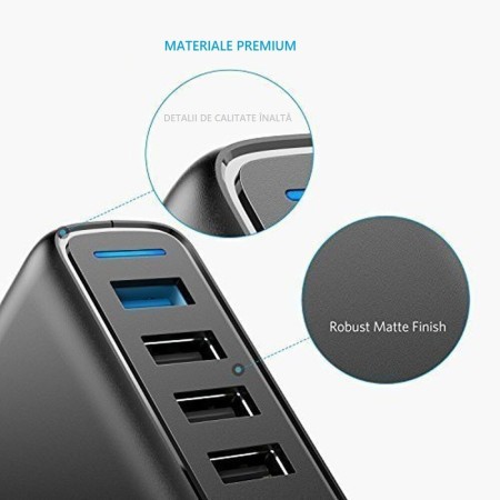 Incarcator 5 x USB, 65W, PowerIQ - Anker (A2054L11) - Black