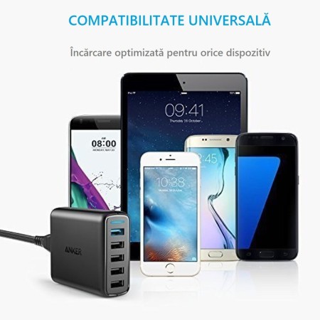 Incarcator 5 x USB, 65W, PowerIQ - Anker (A2054L11) - Black