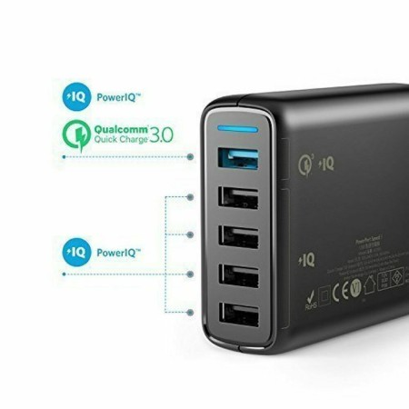 Incarcator 5 x USB, 65W, PowerIQ - Anker (A2054L11) - Black