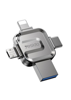 Card de memorie Yesido 4in1 OTG, USB, Type-C, Micro-USB, Lightning, 5Gbps, 256GB, Grey