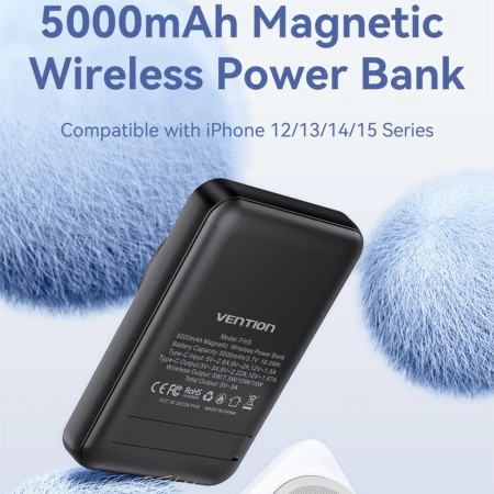 Acumulator extern Fast Charging, 2x Type-C, 20W, 5000mAh - Vention (FHSL0) - Blue