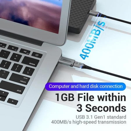 Adaptor cu Functia OTG, Type-C la USB 3.0, 5Gbps, Game Audio - Vention (CDPH0) - Gray