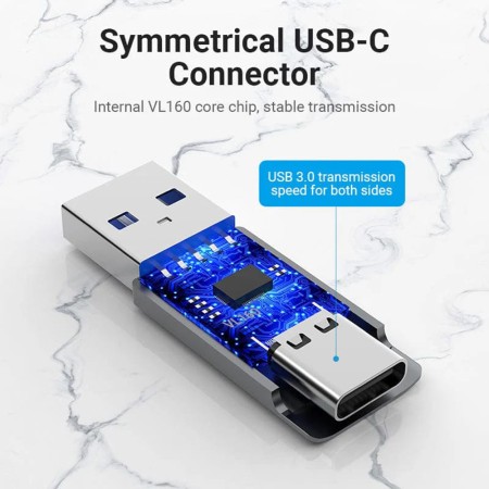 Adaptor cu Functia OTG, Type-C la USB 3.0, 5Gbps, Game Audio - Vention (CDPH0) - Gray