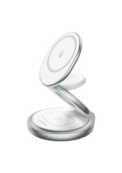 Incarcator wireless cu Fast Charging, 15W, 3in1, Magnetic Stand, MagSafe - Vention (FGEI0) - Silver