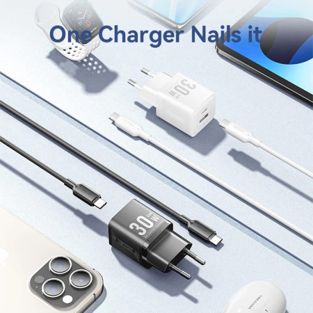 Incarcator EU, GaN, Type-C, USB, PD30W, Fast Charging - Vention (TZ-FEQW0-EU-01) - White