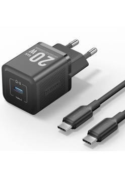 Incarcator pentru priza EU, Type-C, GaN Technology, 20W, 1m - Vention (TZ-FEPB0-EU-01) - Black