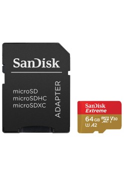Card de Memorie, 64GB, MicroSDXC - SanDisk Extreme(SDSQXAH-064G-GN6MA) - Black