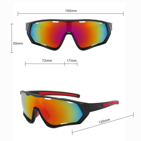 Ochelari pentru Ciclism cu Lentile Polarizate, Protecție pentru Nas, Black / Red