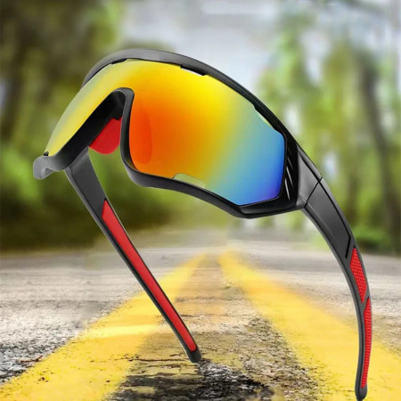 Ochelari pentru Ciclism cu Lentile Polarizate, Protecție pentru Nas, Black / Red / Orange