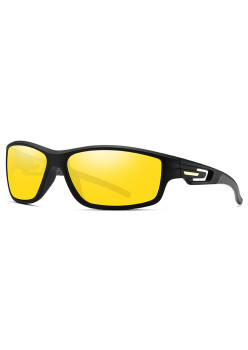 Ochelari pentru Ciclism cu lentile polarizate, ochelari de soare sport, tampoane pentru nas, Black / Yellow