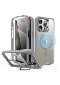 Husa pentru iPhone 15 Pro Max - ESR Shock Armor Kickstand HaloLock - Clear Grey