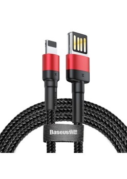 Cablu USB la Lightning, 480Mbps, 2.4A, 1m - Baseus Cafule Special Edition (CALKLF-G91) - Red / Black
