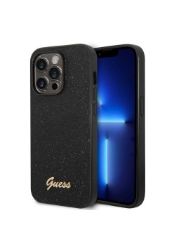 Husa pentru iPhone 14 Pro Max - Guess Glitter Script (GUHCP14XHGGSHK) - Black