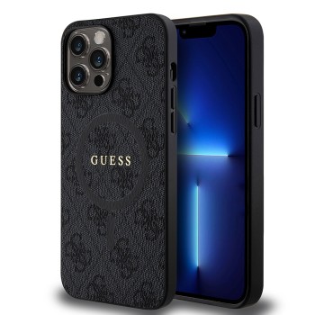 Husa pentru iPhone 13 Pro Max - Guess 4G Ring Classic Logo MagSafe (GUHMP13XG4GFRK) - Black