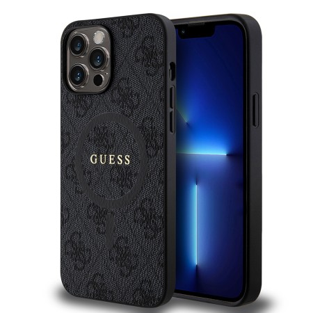 Husa pentru iPhone 13 Pro Max - Guess 4G Ring Classic Logo MagSafe (GUHMP13XG4GFRK) - Black