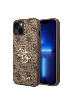 Husa pentru iPhone 14 - Guess Hardcase 4G Big Metal Logo (GUHCP14S4GMGBR) - Brown
