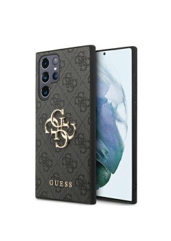 Husa pentru Samsung Galaxy S24 Ultra - Guess Leather 4G Metal Logo (GUHCS24L4GMGGR) - Black