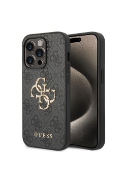 Husa pentru iPhone 15 Pro Max - Guess Hardcase 4G Big Metal Logo (GUHCP15X4GMGGR) - Grey