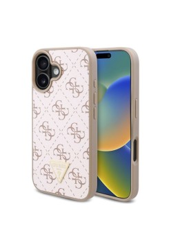 Husa pentru iPhone 16 Plus - Guess Hardcase 4G Triangle Metal Logo (GUHCP16MPG4GPH) - White
