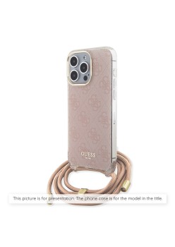 Husa pentru iPhone 16 - Guess Crossbody Cord 4G Print (GUHCP16SHC4SEP) - Pink
