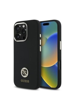 Husa pentru iPhone 16 Pro Max - Guess Silicone Logo Strass 4G (GUHCP16XM4DGPK) - Black