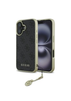 Husa pentru iPhone 16 - Guess Hardcase 4G Charms Collection (GUHCP16SGF4GGR) - Black