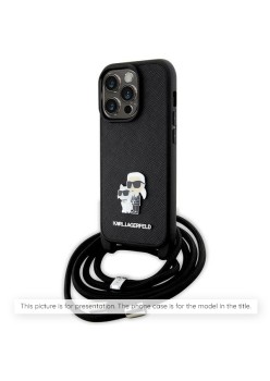 Husa pentru iPhone 16 Pro - Karl Lagerfeld Saffiano Crossbody (KLHCP16LSAKCPBK) - Metal Pin KarlandChoupette