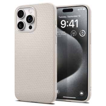 Husa pentru iPhone 15 Pro Max Spigen Liquid Air, Natural Titanium