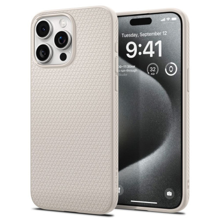 Husa pentru iPhone 15 Pro Max Spigen Liquid Air, Natural Titanium
