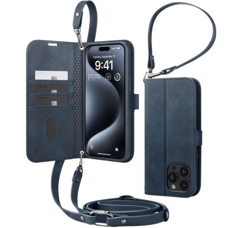 Husa pentru iPhone 15 Pro Max, Spigen Wallet S, Navy