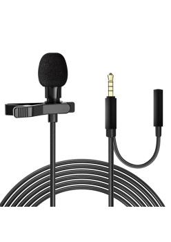 Lavaliera cu fir Jack Male, Jack 3.5mm, Noise Reduction, Clip din Metal, Black