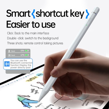 Stylus Pen pentru Tableta, Bluetooth, Type-C, 125mAh, Palm Rejection, Tilt Pressure Sense - Techsuit (AP01 Pro) - White