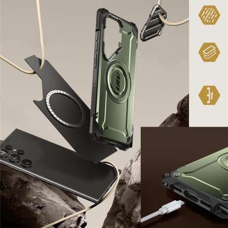 Husa pentru Samsung Galaxy S24 Ultra Supcase Unicorn Beetle XT MagSafe, Guldan