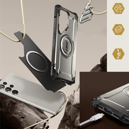 Husa pentru Samsung Galaxy S24 Ultra Supcase Unicorn Beetle XT MagSafe, Titan Gray