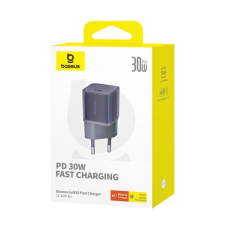 Incarcator GaN5S, Type-C, Fast Charge, 30W - Baseus Gallium Nitride (P10162504523-00) - Purple