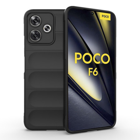 Husa Antisoc pentru Xiaomi Poco F6, Margini Striate, Magic Shield, Black