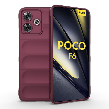 Husa Antisoc pentru Xiaomi Poco F6, Margini Striate, Magic Shield, Bordeaux