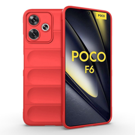 Husa Antisoc pentru Xiaomi Poco F6, Margini Striate, Magic Shield, Red