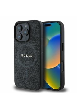 Husa pentru iPhone 16 Pro Max - Guess 4G Ring Classic Logo MagSafe (GUHMP16XG4GFRK) - Black