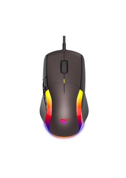 Mouse cu Fir pentru Gaming 1200/2400/3200/4800/6400/8000 DPI, 1.6m, 5V - Havit (MS959S) - Black / Ochre