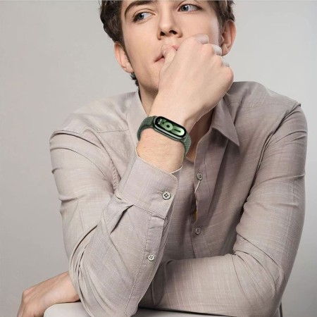 Curea Smartwatch pentru Xiaomi Mi Band 8 / 8 NFC / 9 / 9 NFC, Nailon W032, Hunter Green
